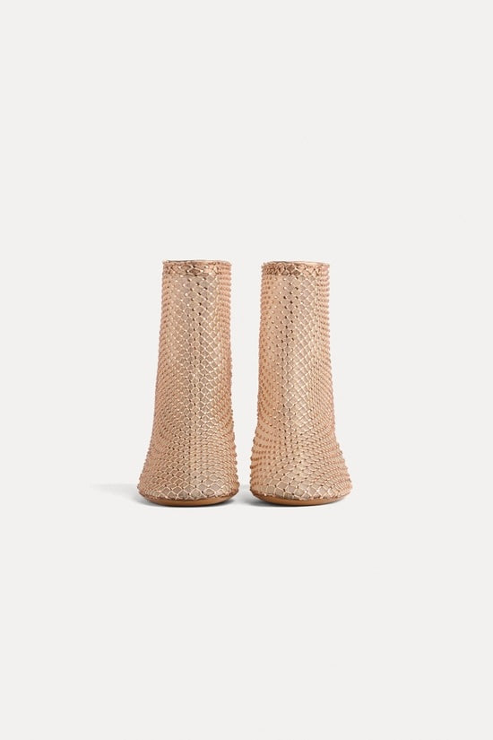 STRASS MESH ANKLE BOOTS