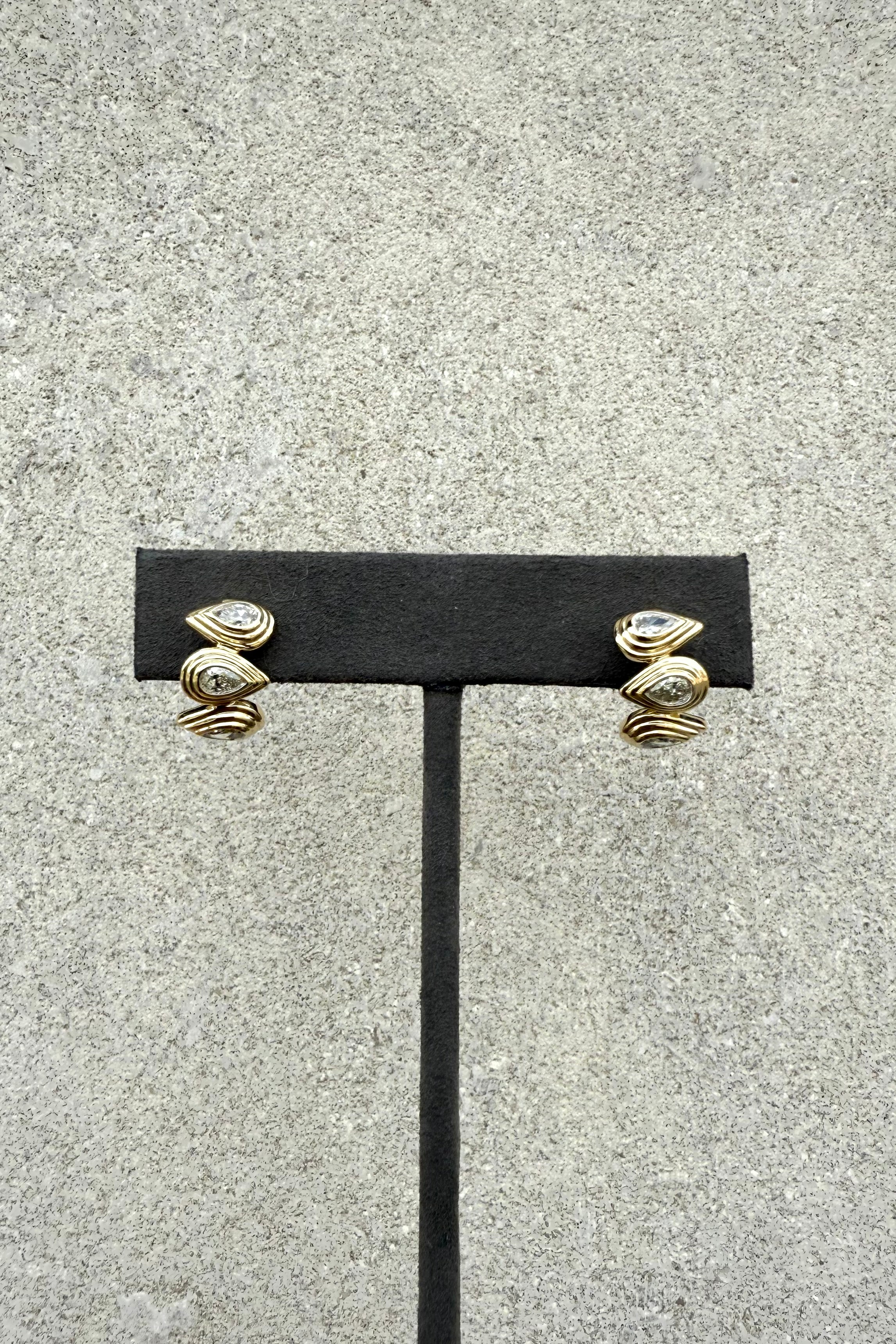 TRIPLE PEAR BEZEL DIAMOND HUGGIES