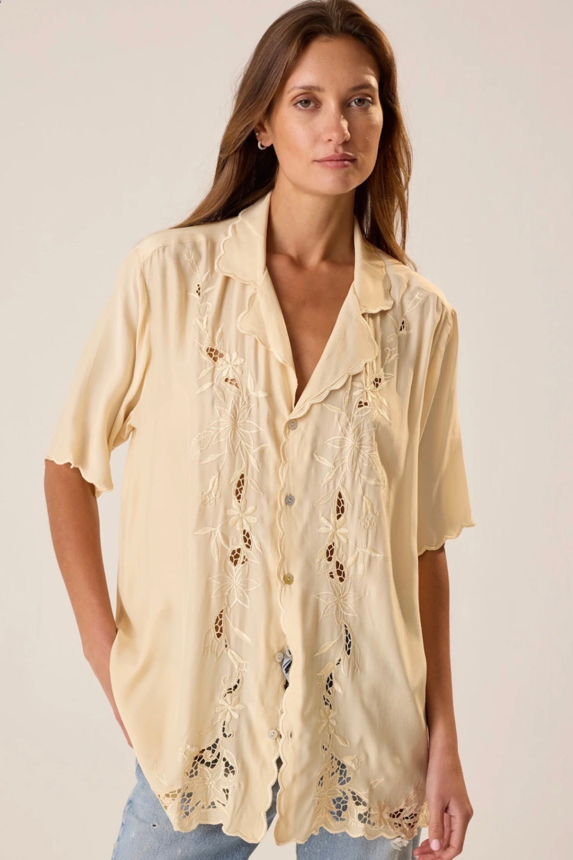 KEVIN EYELET SILK SHIRT