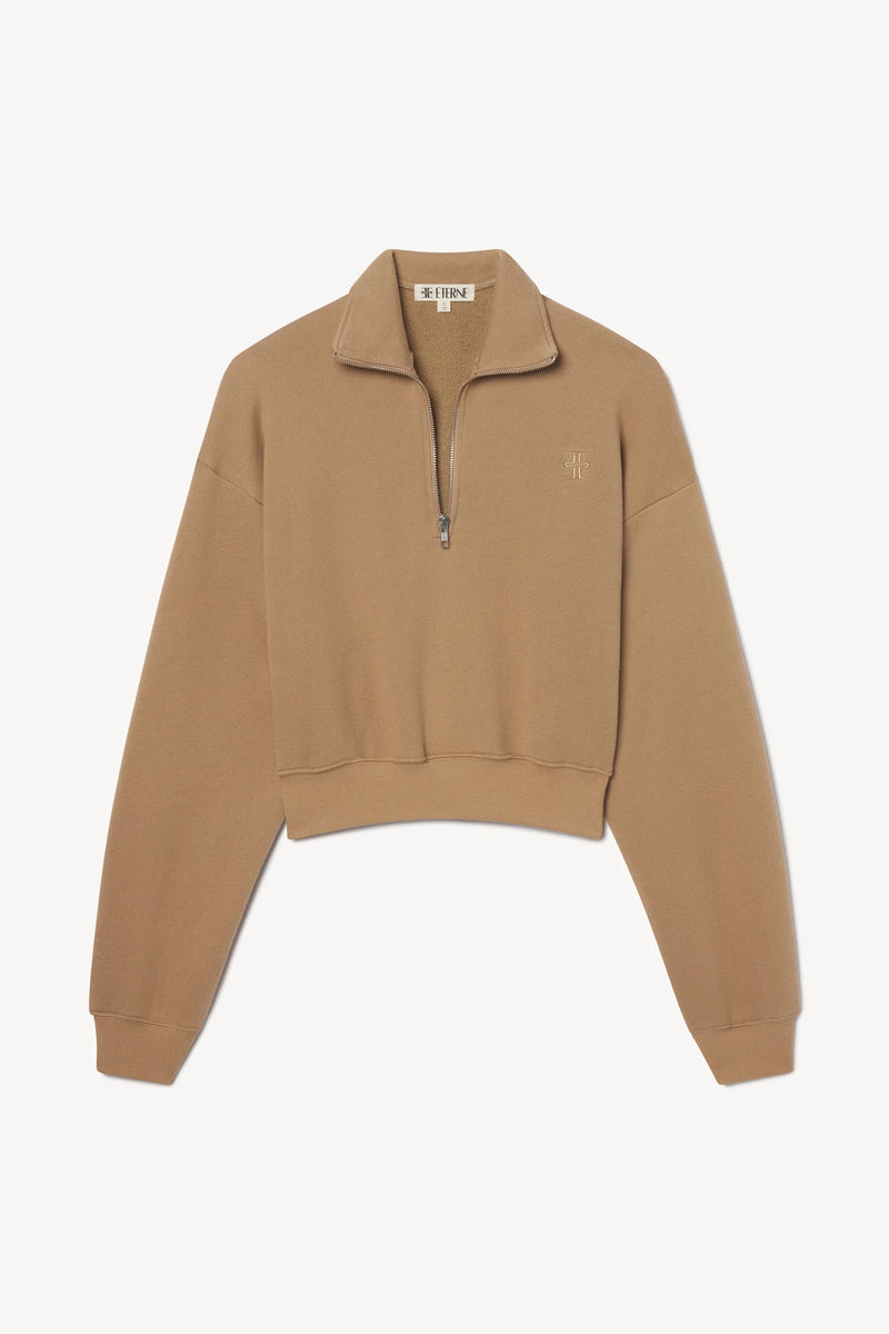 CROPPED HALF ZIP SWEATSHIRT