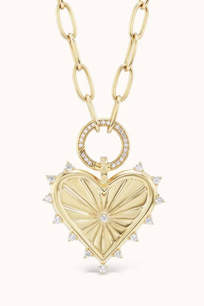 LARGE SPIKED HEART CHARM WHITE DIAMOND