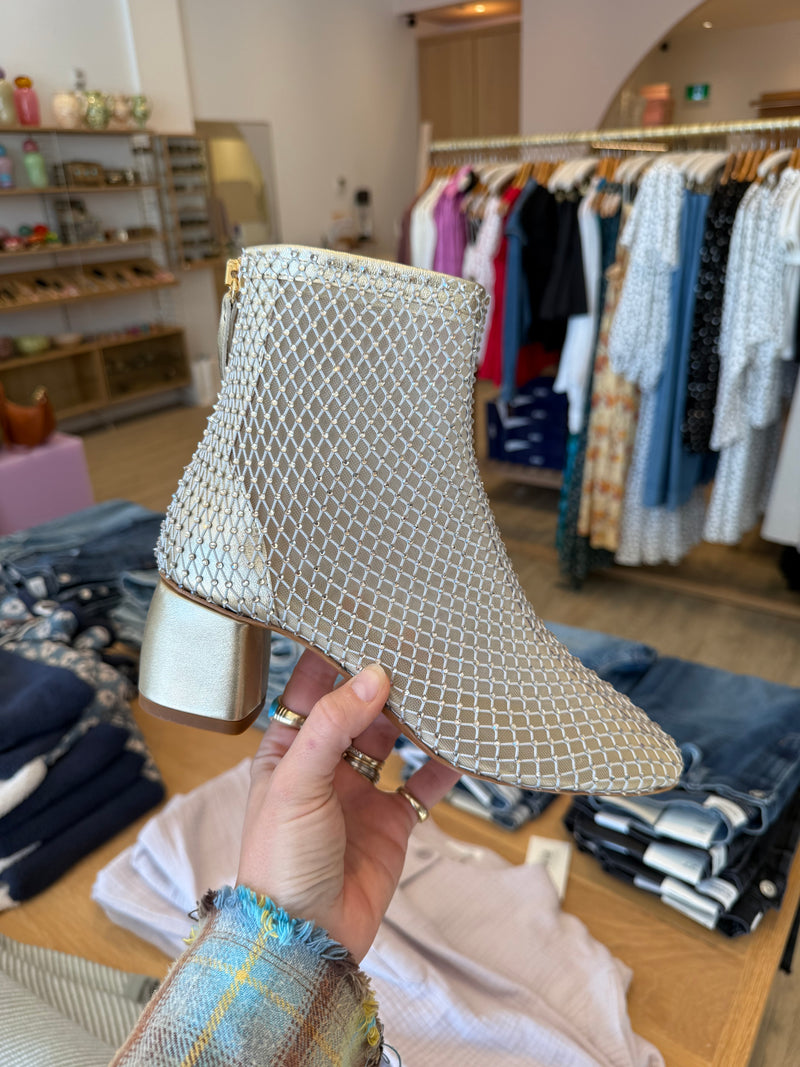 STRASS MESH ANKLE BOOTS