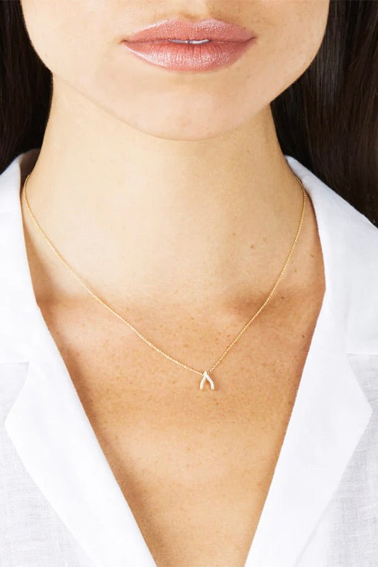 DIAMOND MINI WISHBONE NECKLACE