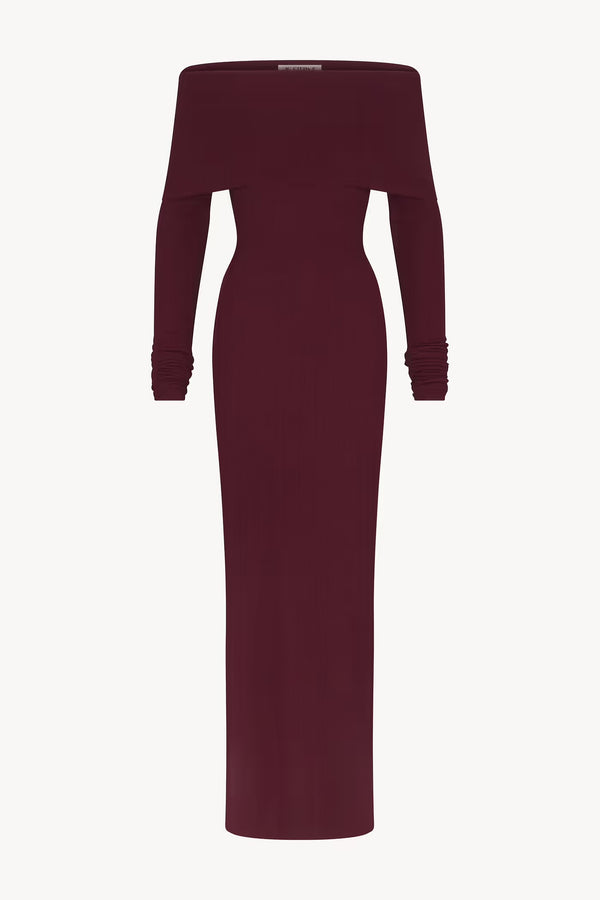 LONG SLEEVE OFF-SHOULDER MAXI DRESS
