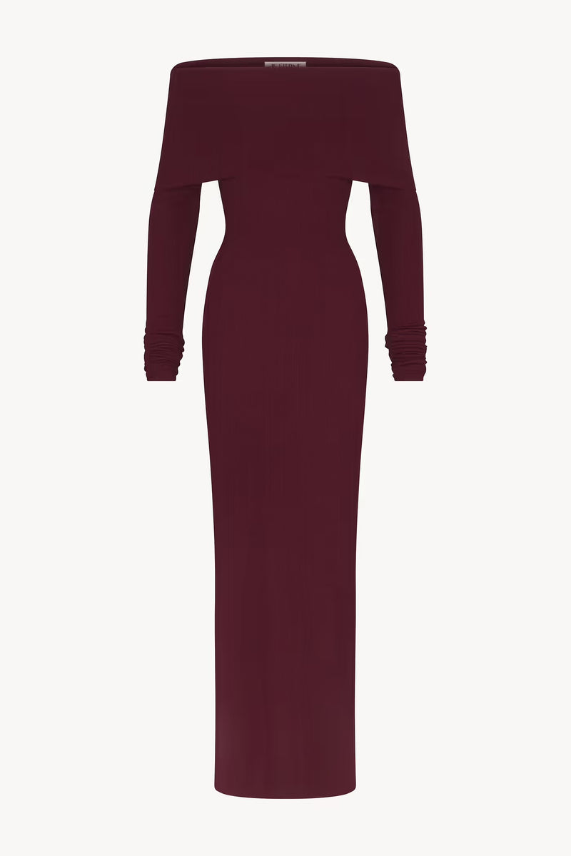 LONG SLEEVE OFF-SHOULDER MAXI DRESS