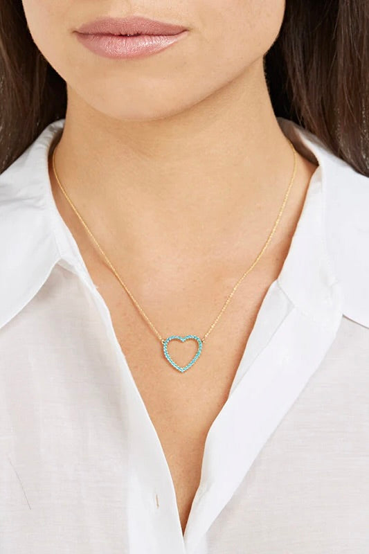 GRAND COLLIER CŒUR OUVERT TURQUOISE