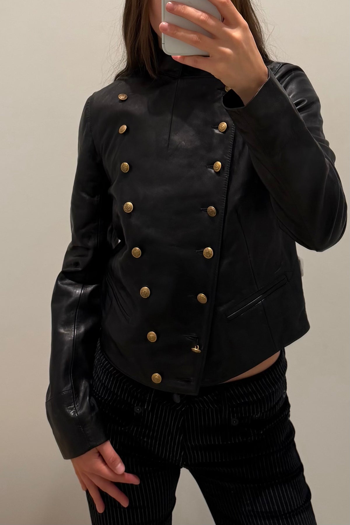 SHRUNKEN LEATHER PEACOAT