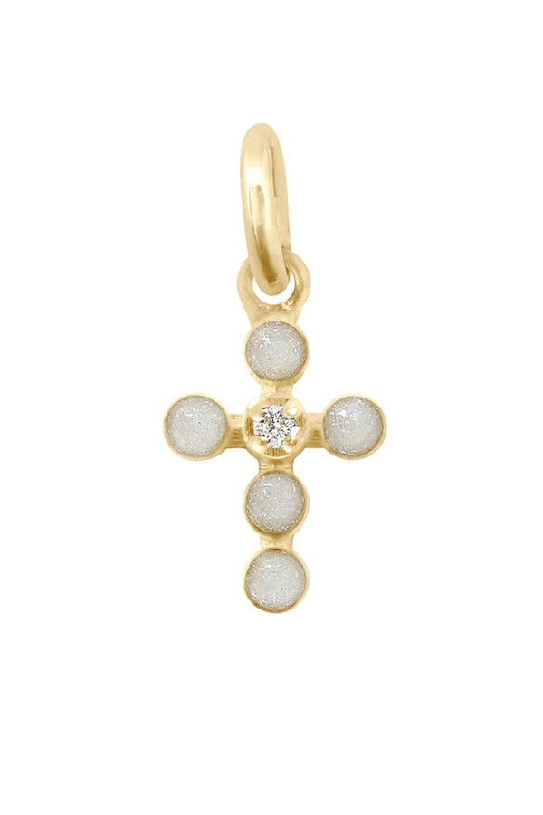 PEARLED CROSS DIAMOND PENDANT