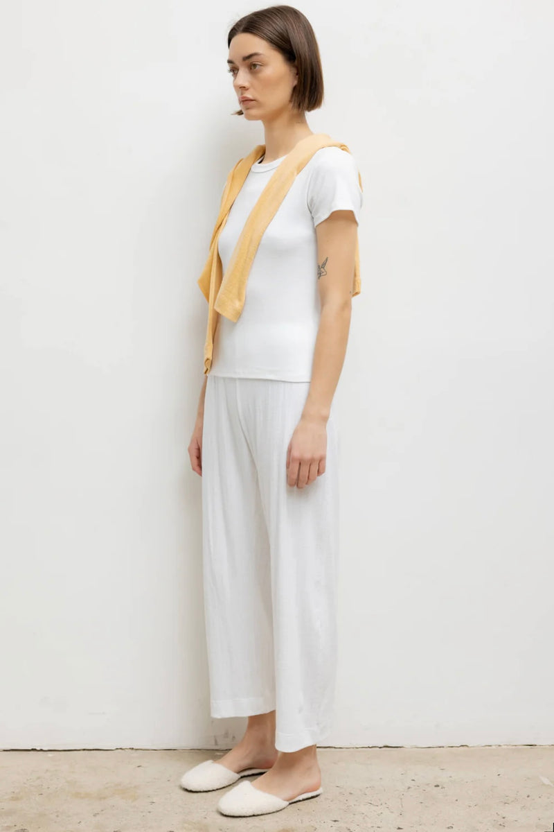 POINTELLE CROP WIDE LEG PANT
