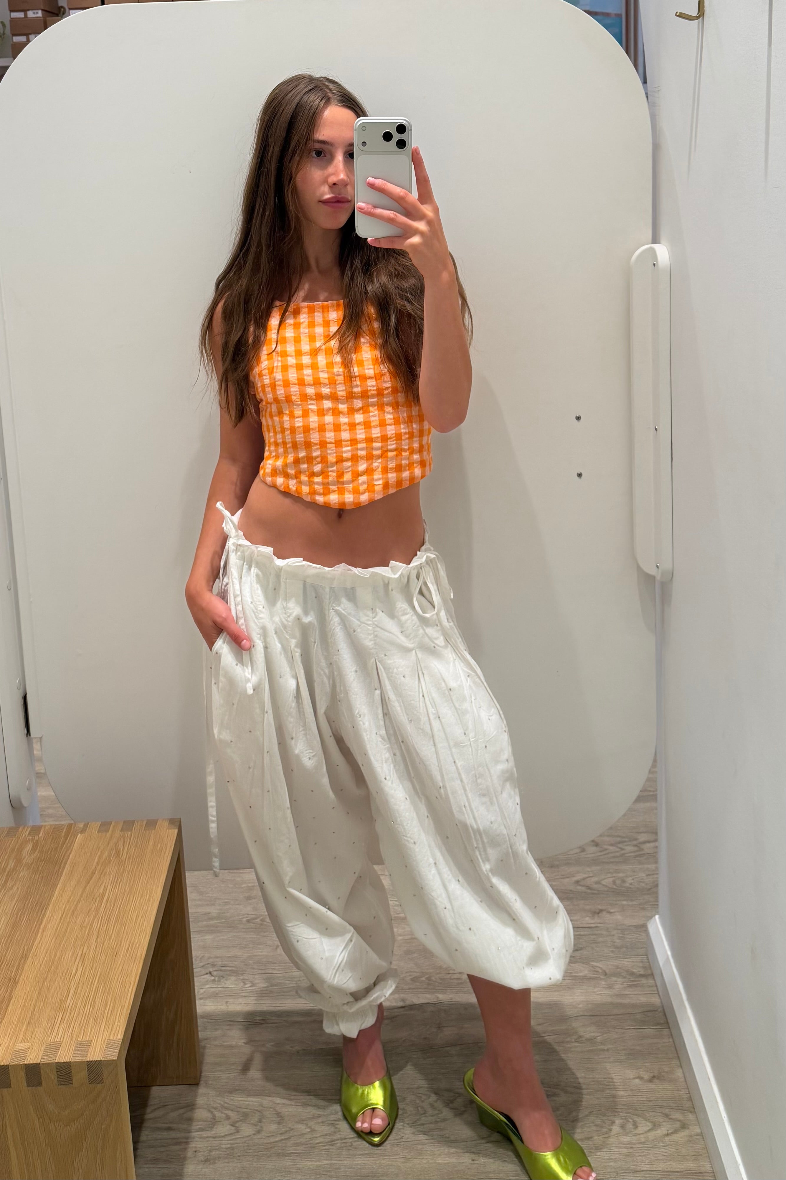 RUFFLE HEM EMBELLISHED HAREM PANT