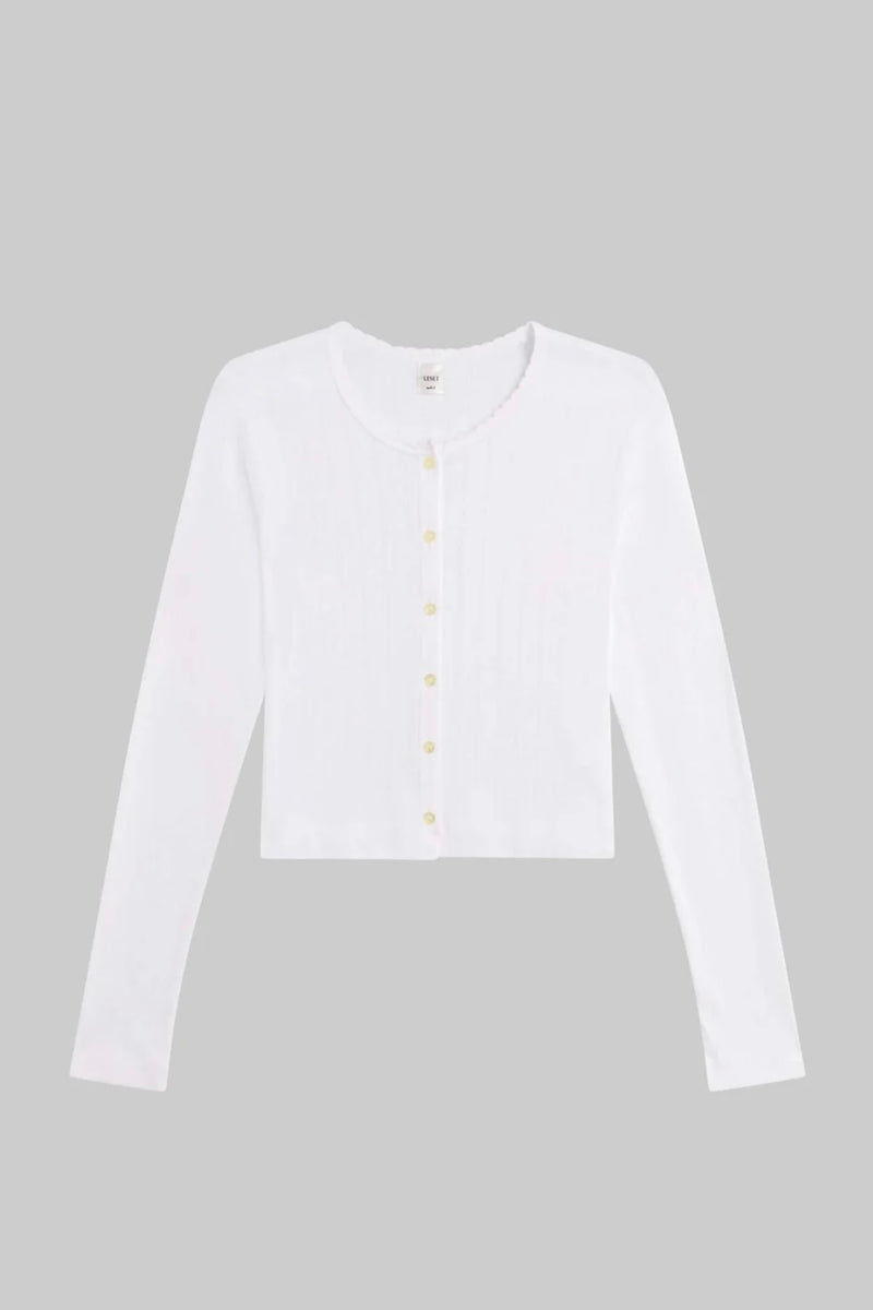 POINTELLE CROP CARDIGAN