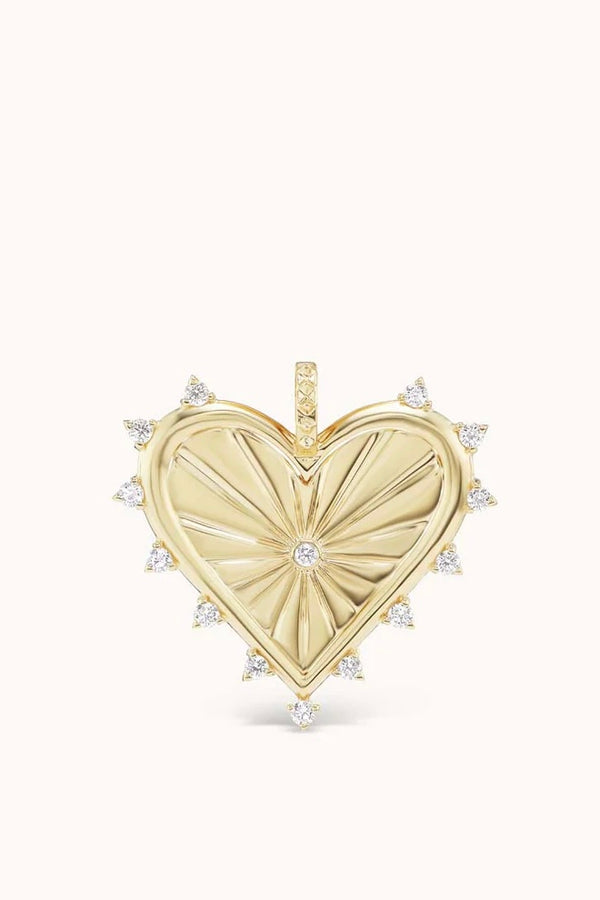 LARGE SPIKED HEART CHARM WHITE DIAMOND