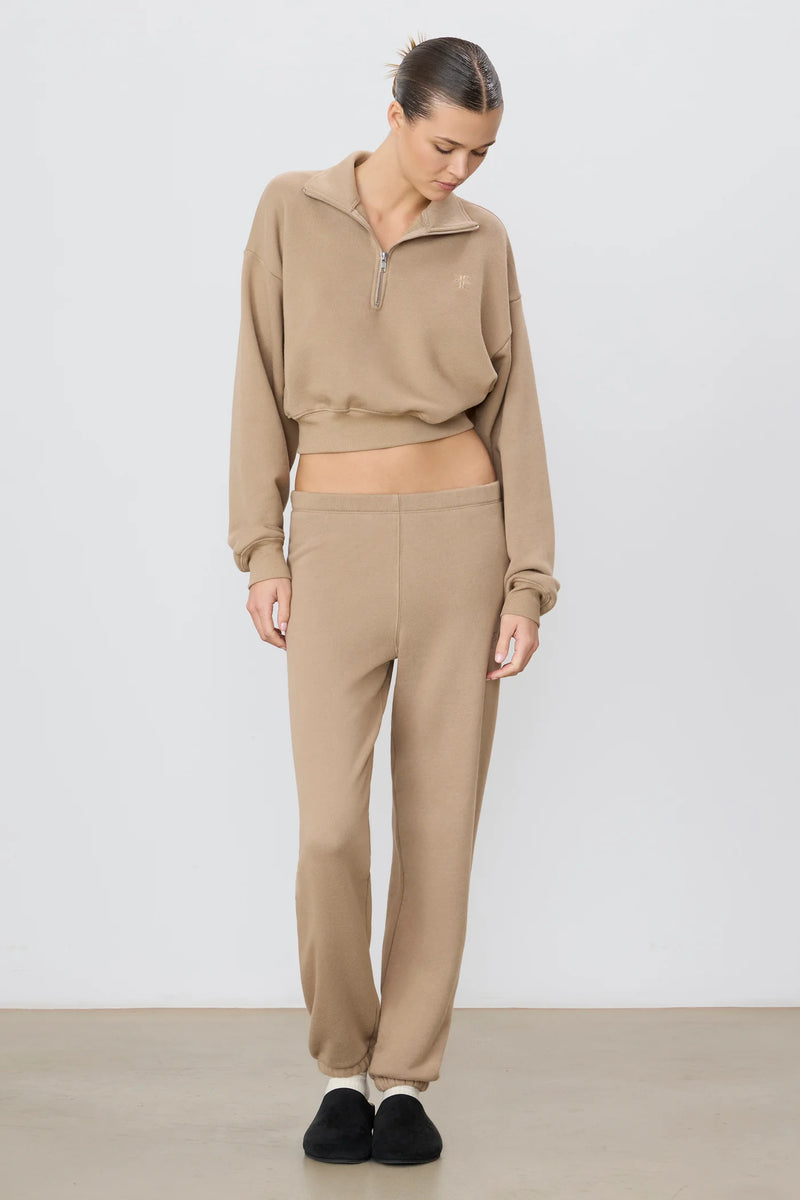 CROPPED HALF ZIP SWEATSHIRT