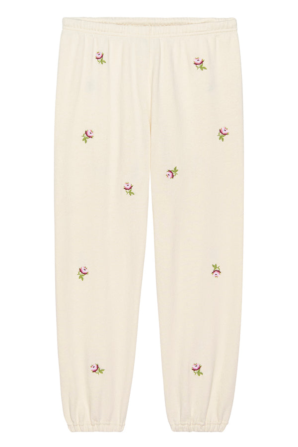 THE STADIUM SWEATPANT WITH EMBROIDERED ROSES