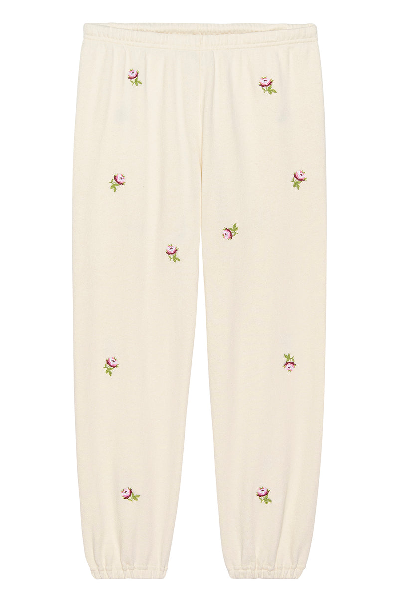 THE STADIUM SWEATPANT WITH EMBROIDERED ROSES