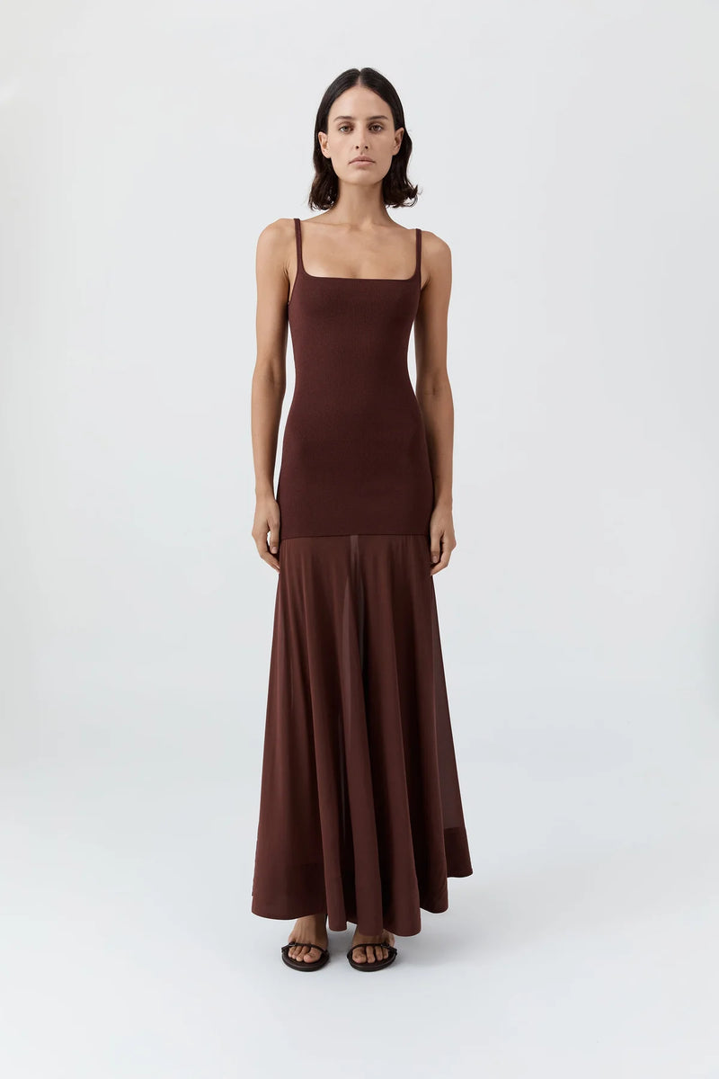 SHEER SILK CIRCLE HEM DRESS