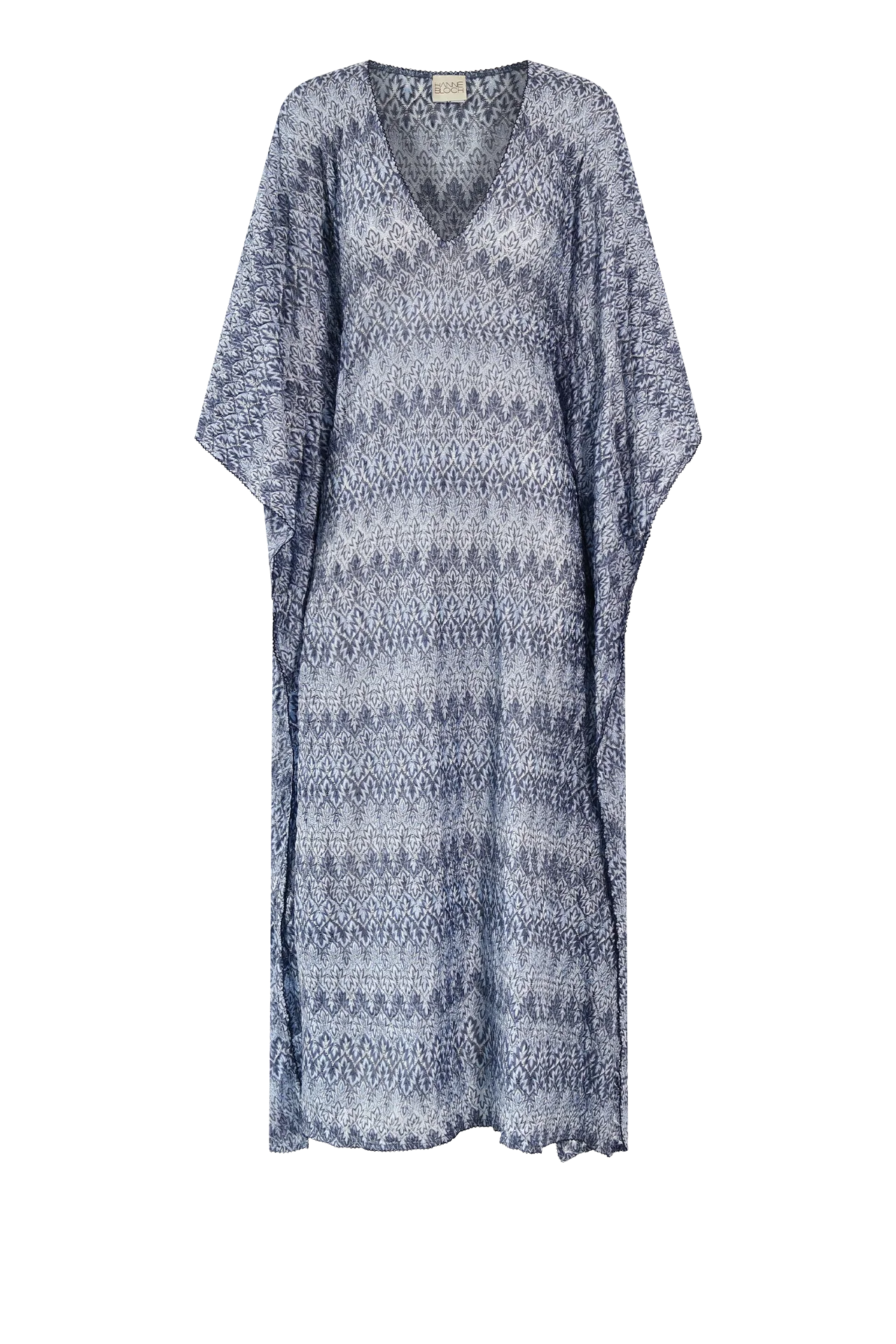 CAFTAN EN TRICOT BLEU ET DORÉ