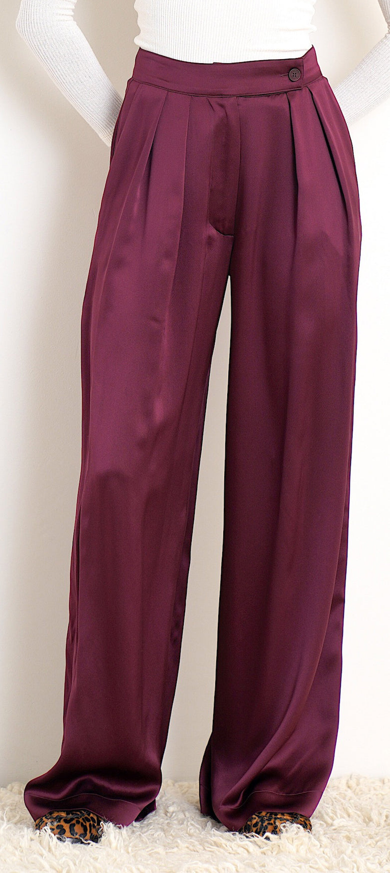 BROOKE HIGH RISE DOUBLE PLEAT SILK TROUSER