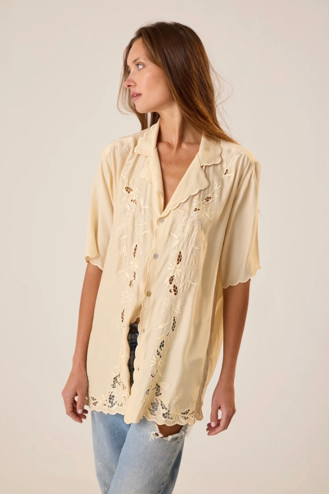 KEVIN EYELET SILK SHIRT