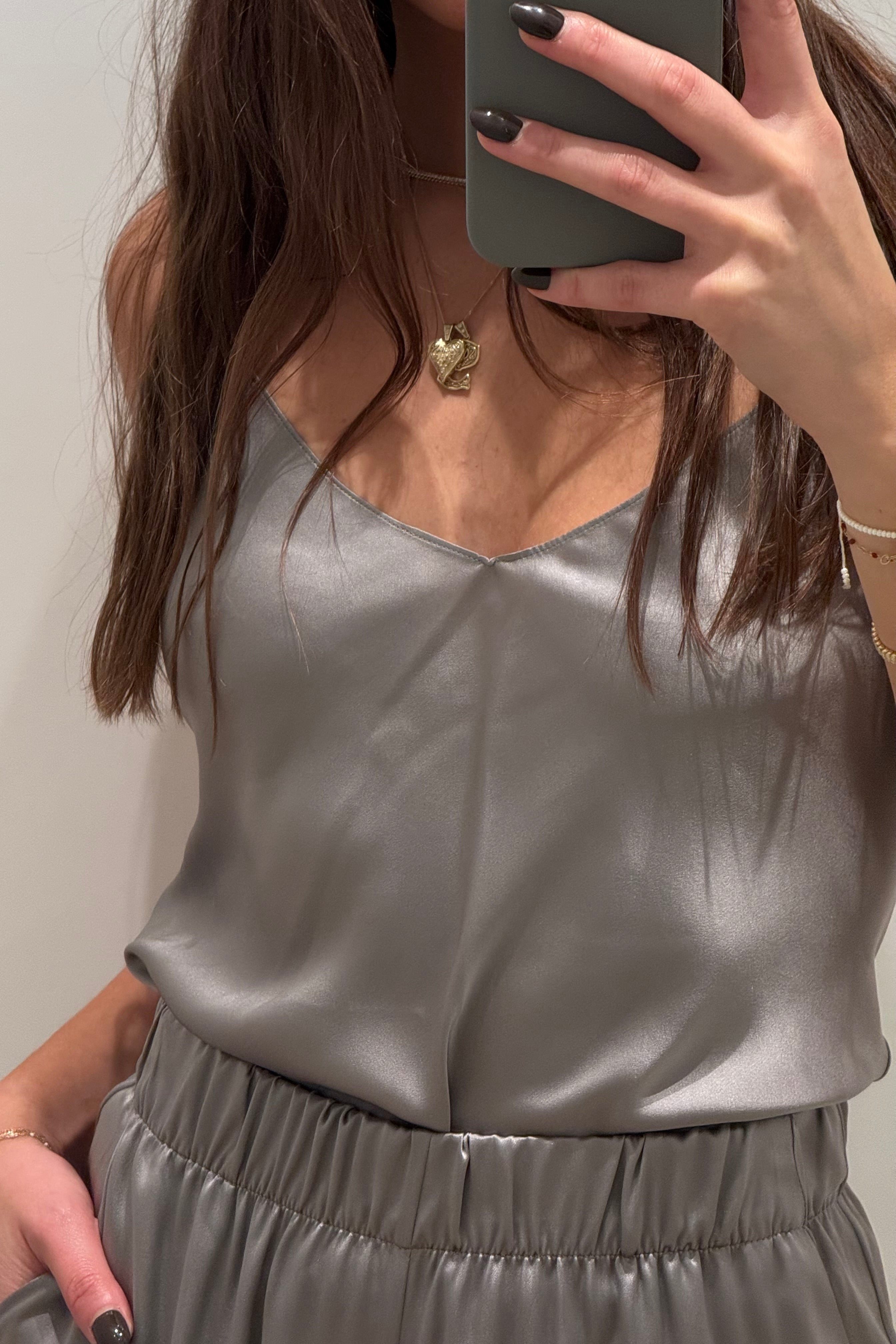 GLORIA V-NECK BIAS SILK TANK