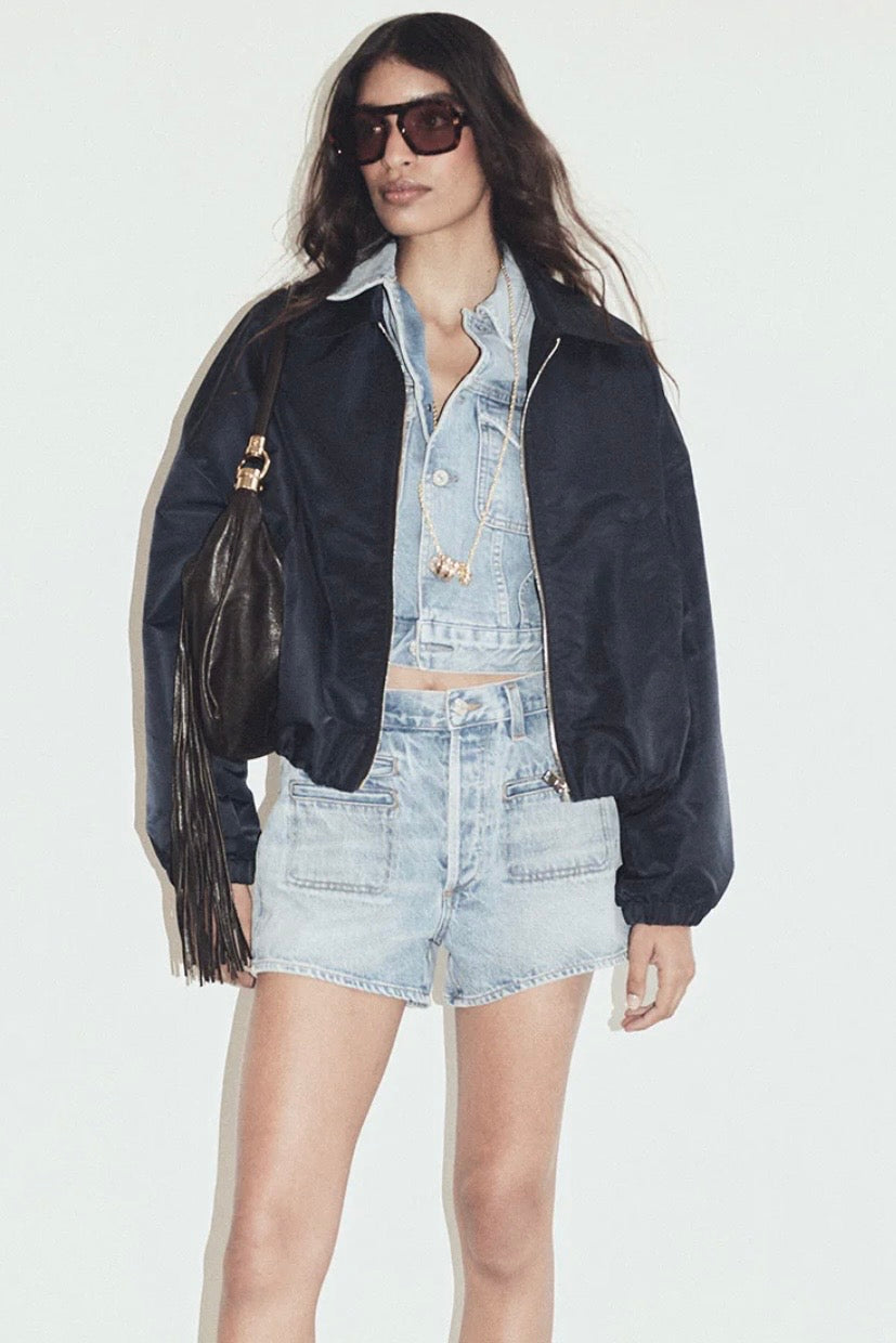 BUBBLE HEM BOMBER JACKET