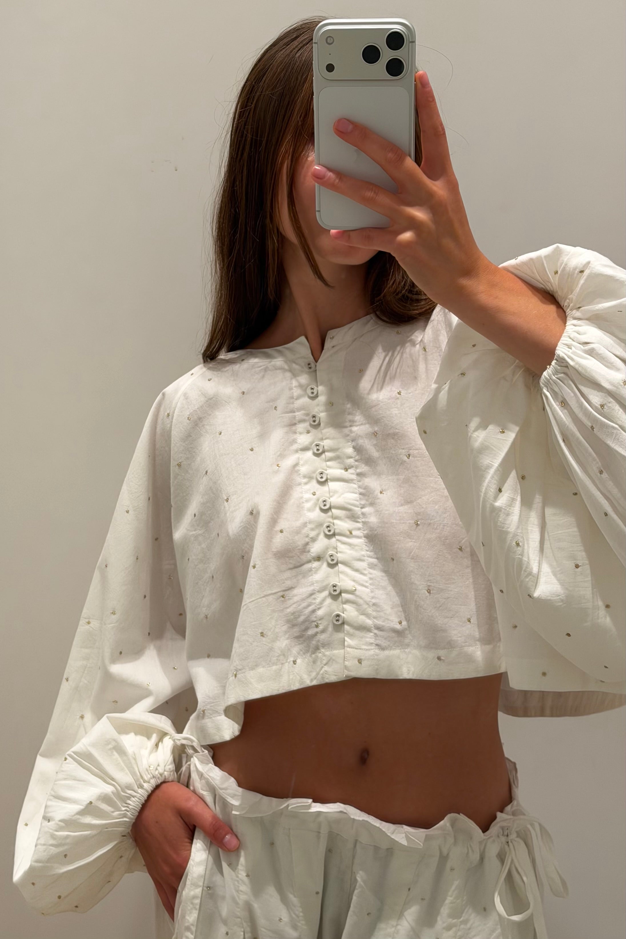 EMBELLISHED ROYAL BLOUSE