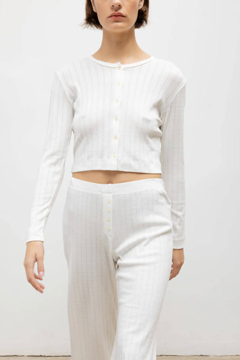 POINTELLE CROP CARDIGAN
