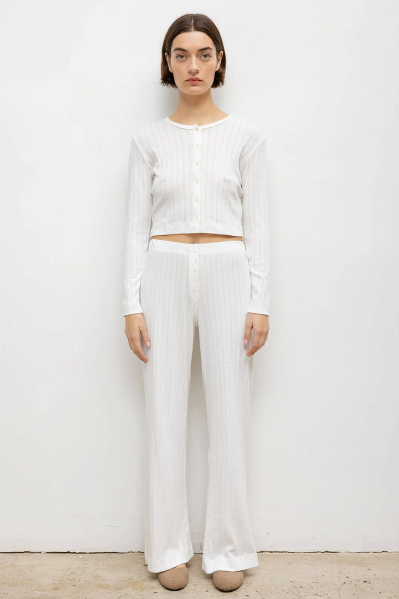 POINTELLE CROP CARDIGAN