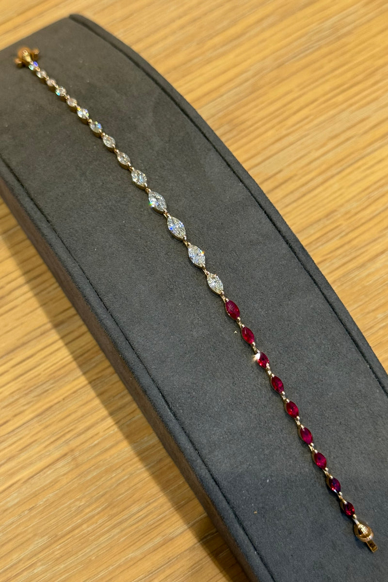 MARQUISE RUBY & DIAMOND BRACELET