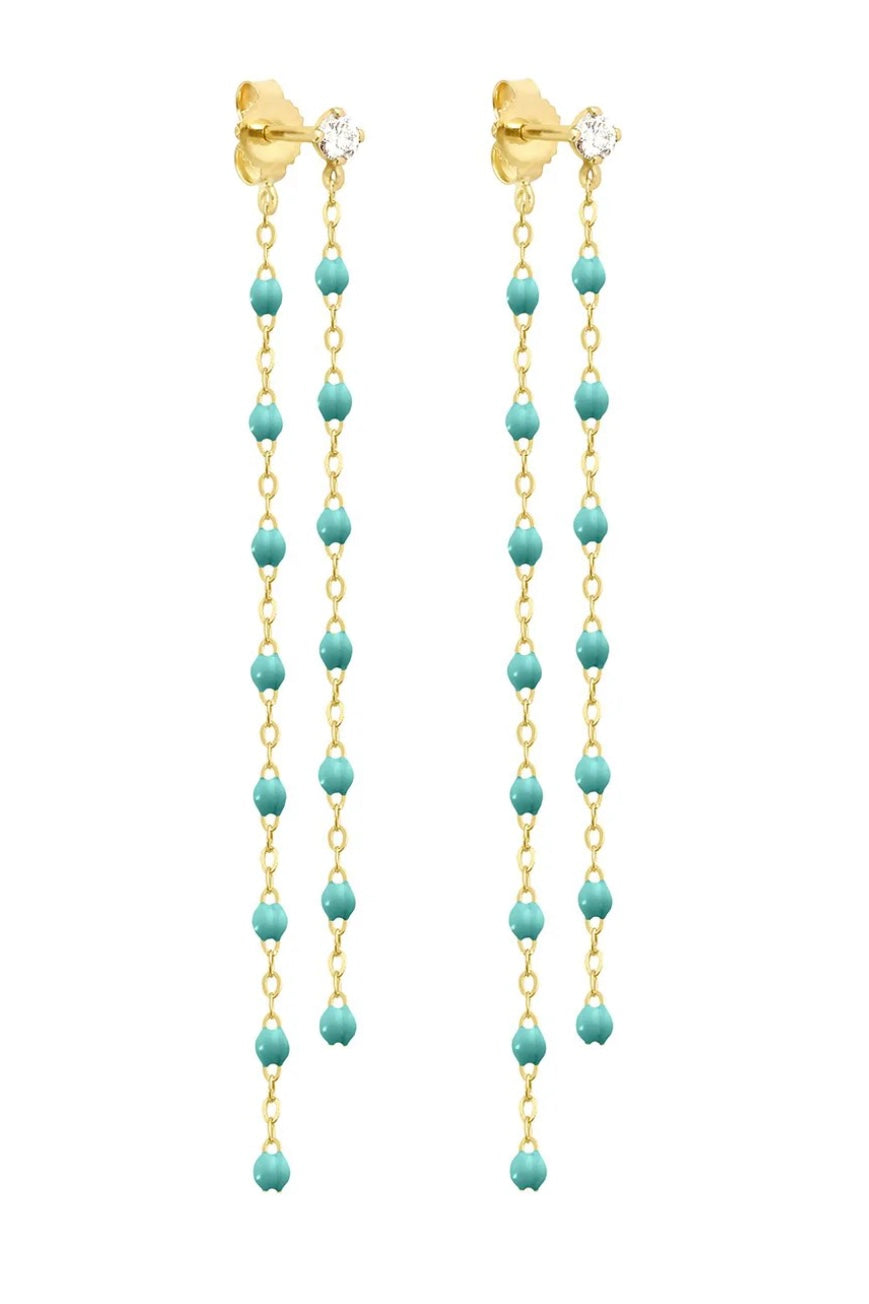 CLASSIC DIAMOND DANCING EARRINGS IN TURQUOISE GREEN