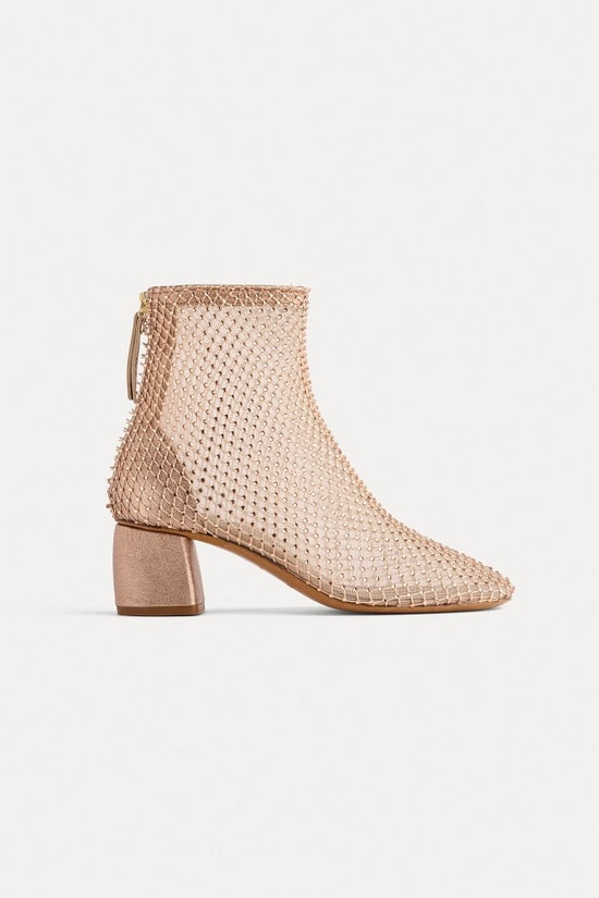 STRASS MESH ANKLE BOOTS