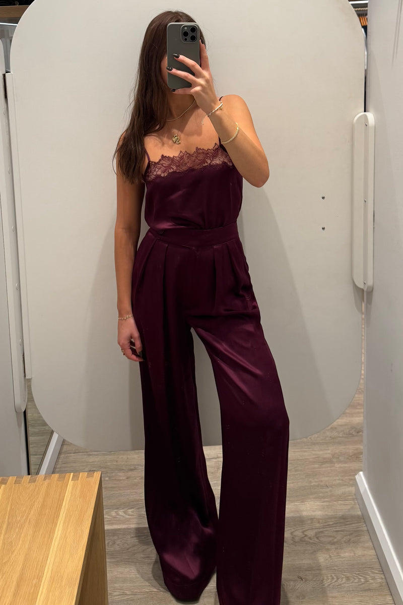 BROOKE HIGH RISE DOUBLE PLEAT SILK TROUSER