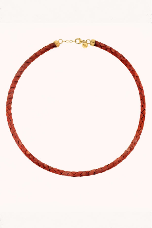 BRAIDED RED LEATHER CORD