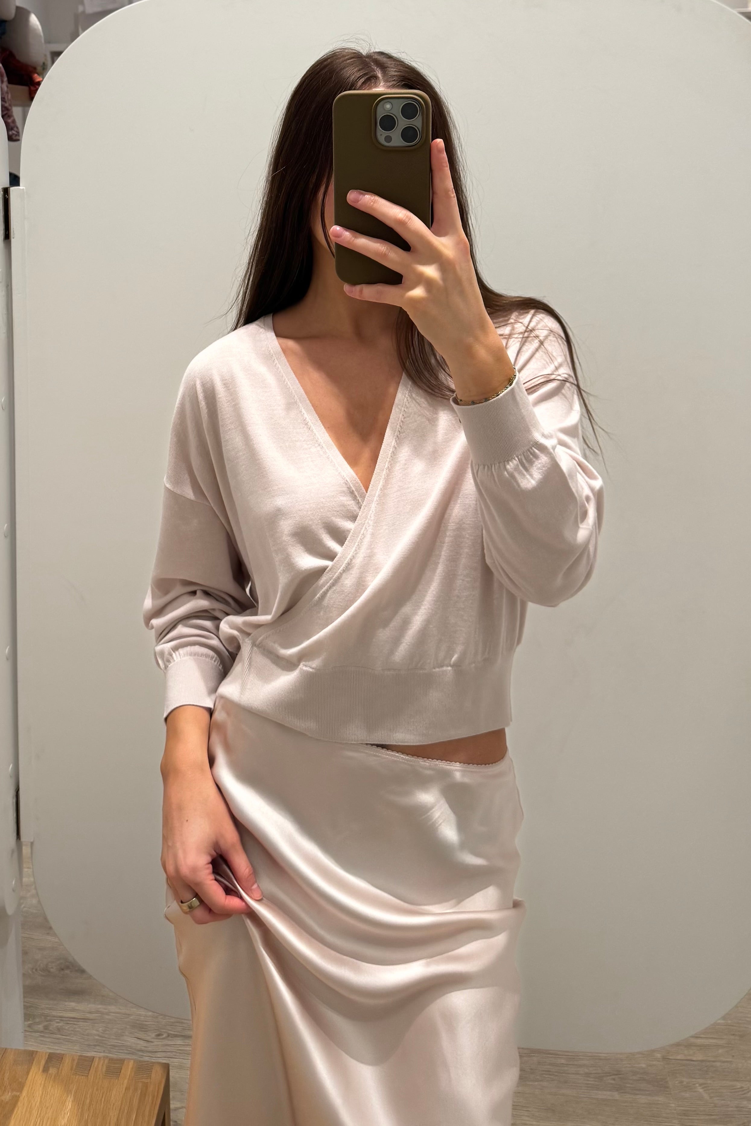 MIRANDA B SCALLOP TRIM BIAS CUT SKIRT