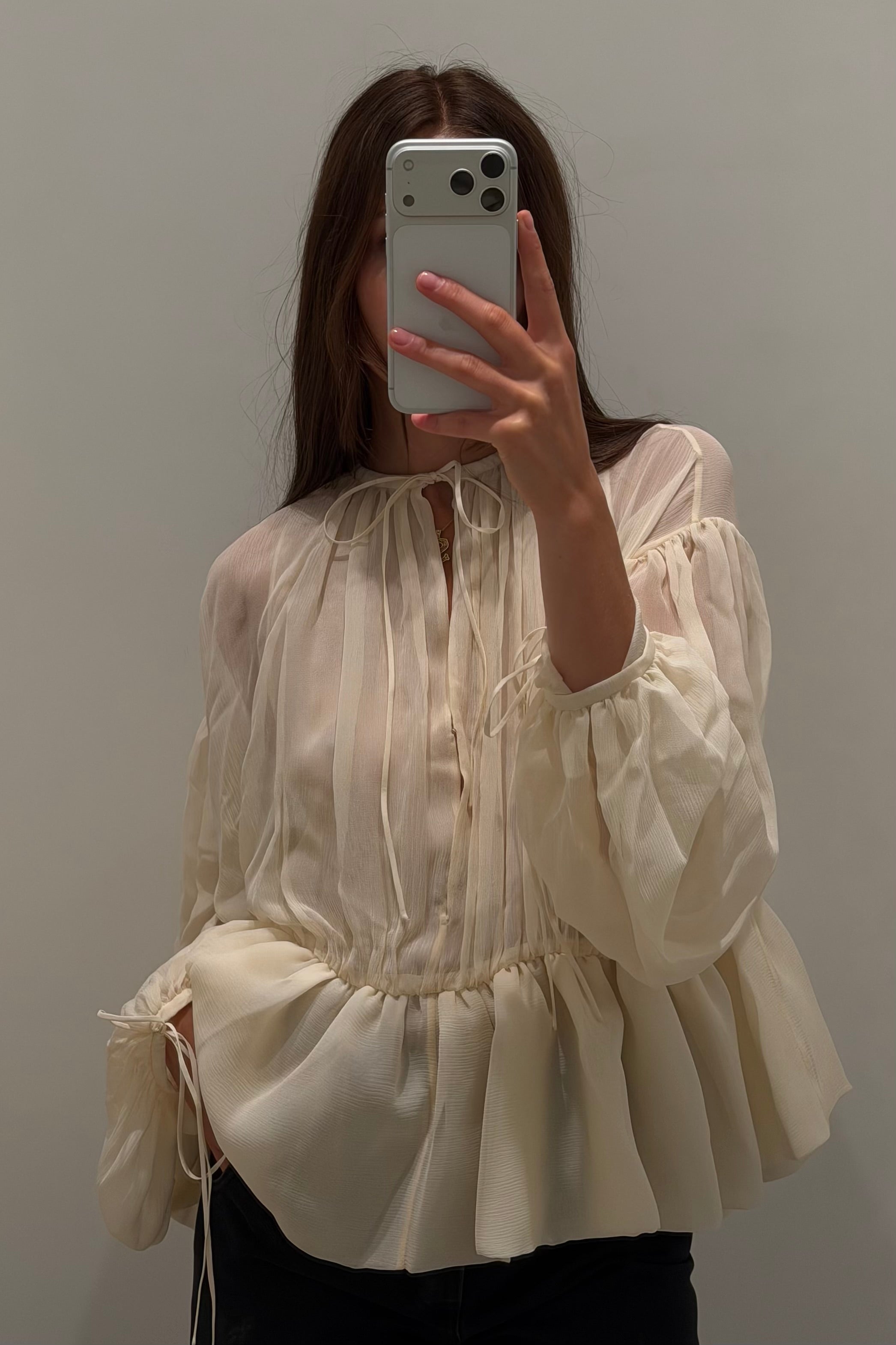 PEPLUM CHIFFON BLOUSE