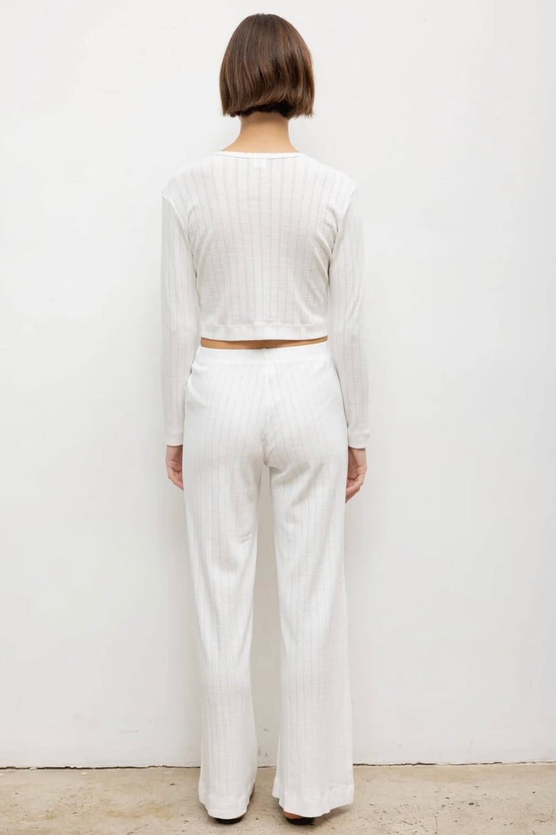 POINTELLE CROP CARDIGAN