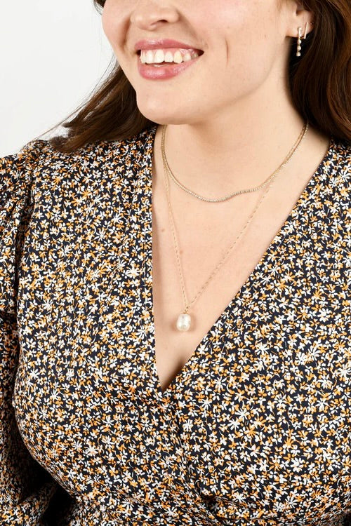 DIAMOND BAROQUE PEARL DROP PENDANT