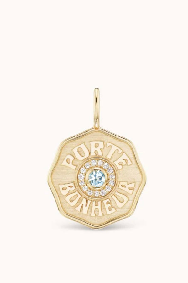 MINI PB CHARM DIAMOND HALO AQUAMARINE