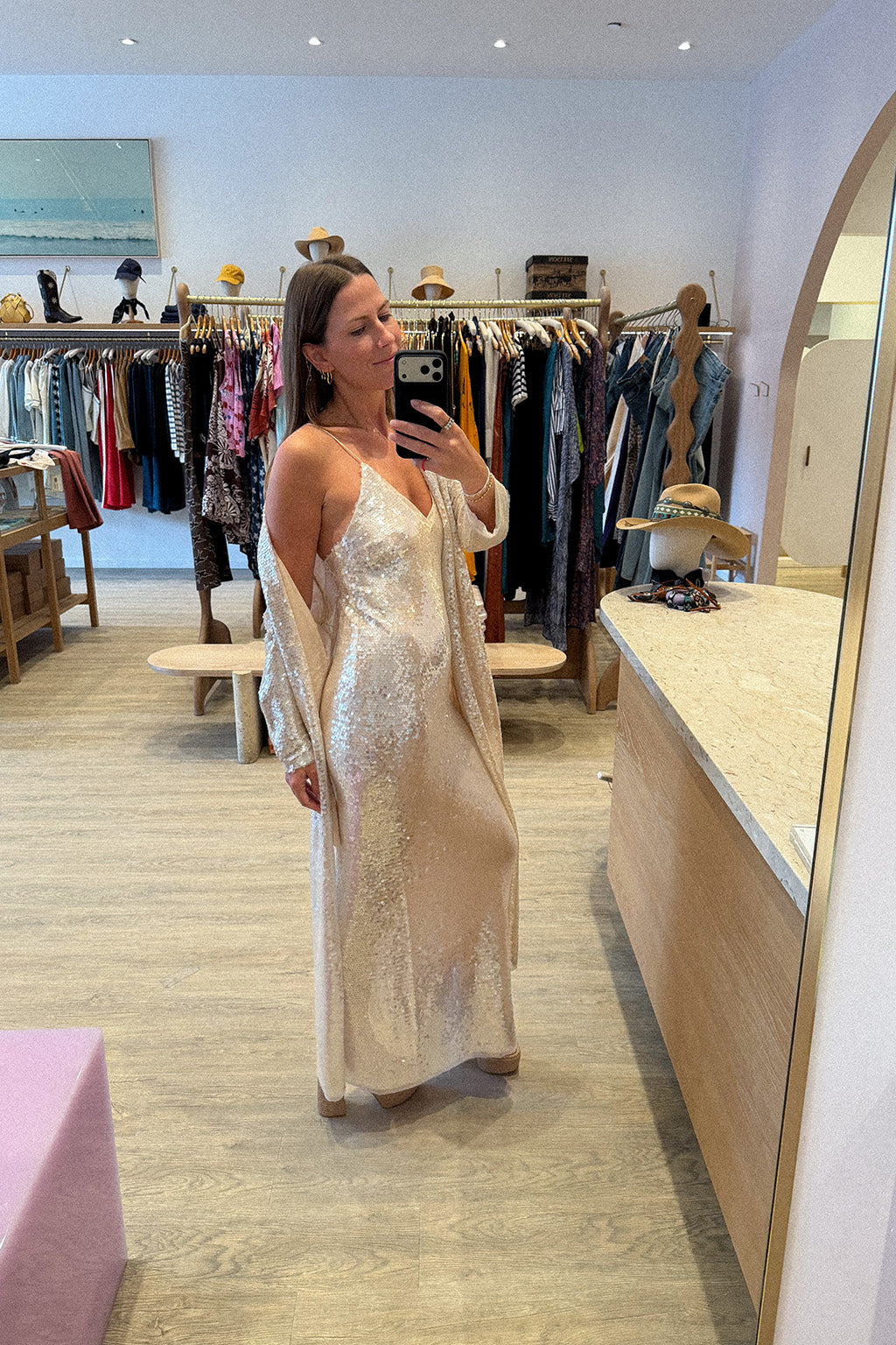 LIQUID SEQUINS SLIP DRESS