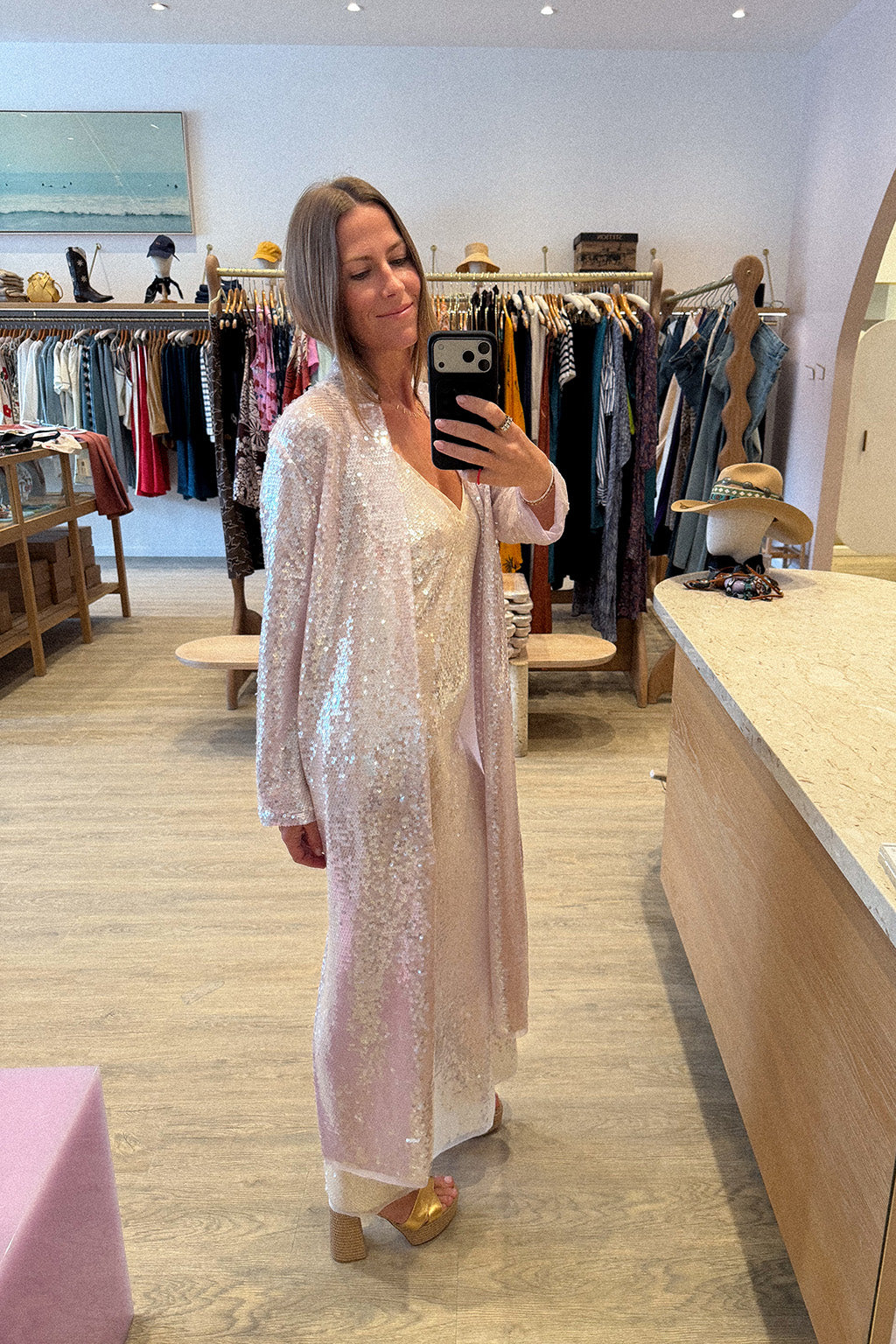 LIQUID SEQUINS SLIP DRESS