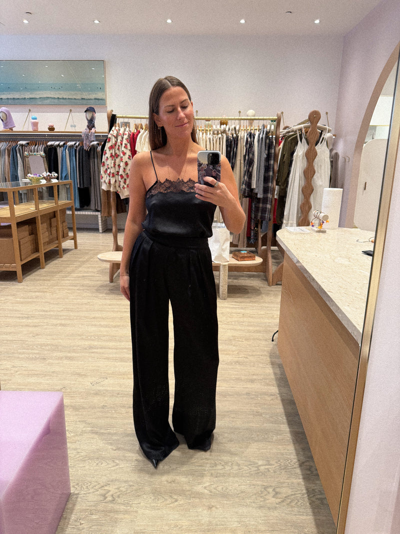 BROOKE HIGH RISE DOUBLE PLEAT SILK TROUSER