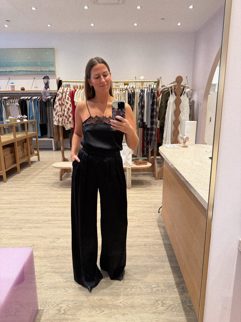 BROOKE HIGH RISE DOUBLE PLEAT SILK TROUSER