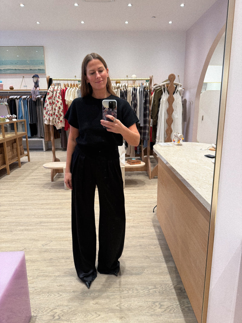 BROOKE HIGH RISE DOUBLE PLEAT SILK TROUSER