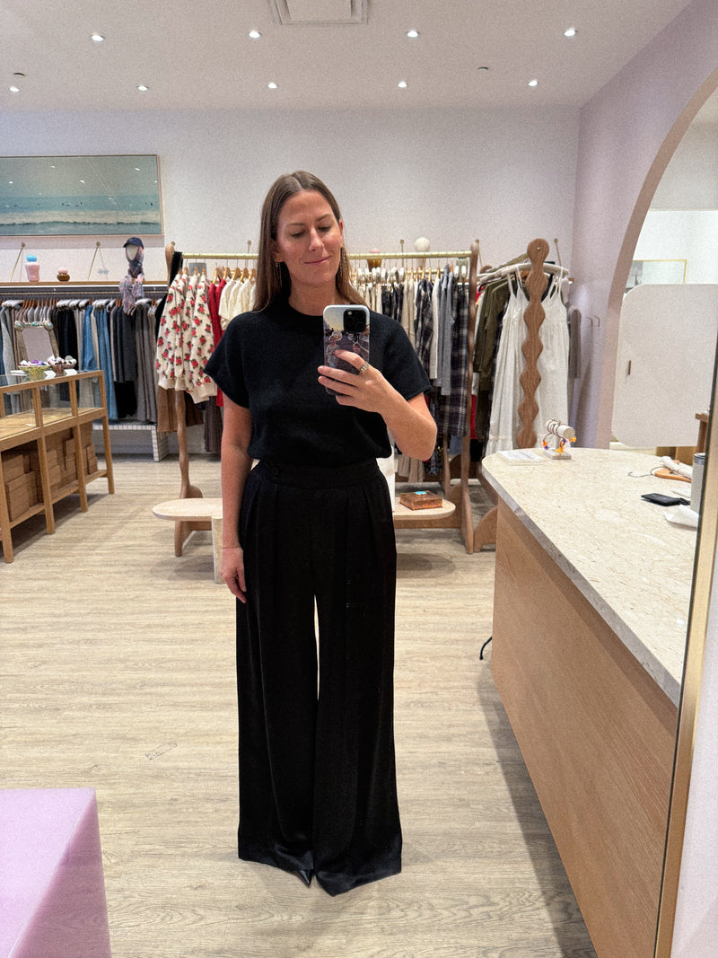 BROOKE HIGH RISE DOUBLE PLEAT SILK TROUSER