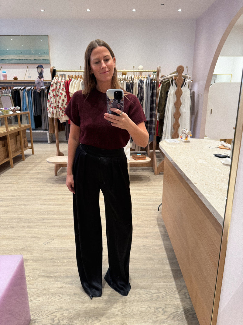 BROOKE HIGH RISE DOUBLE PLEAT SILK TROUSER