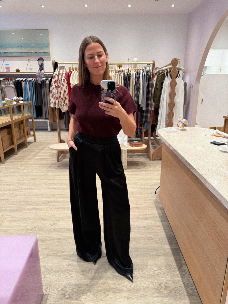 BROOKE HIGH RISE DOUBLE PLEAT SILK TROUSER