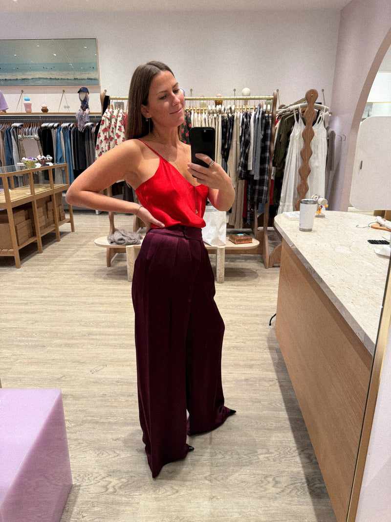 BROOKE HIGH RISE DOUBLE PLEAT SILK TROUSER