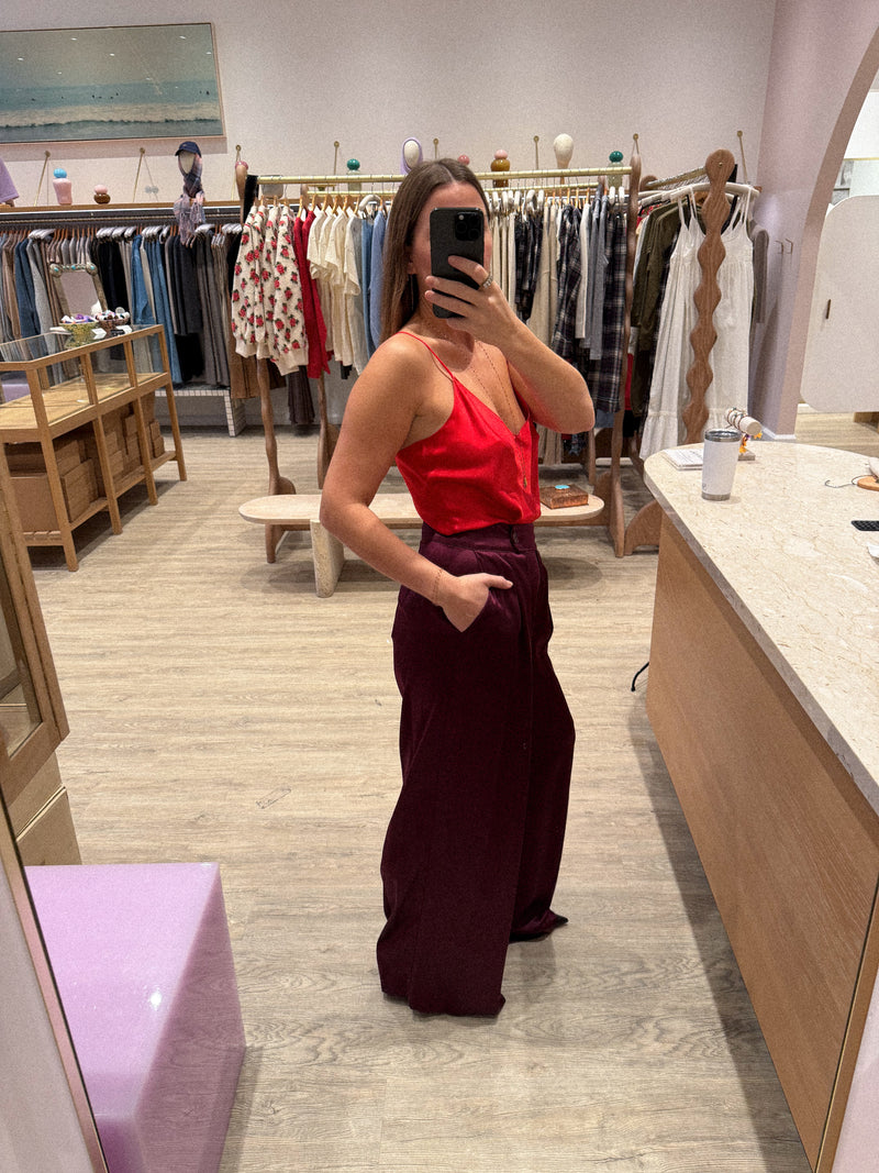 BROOKE HIGH RISE DOUBLE PLEAT SILK TROUSER