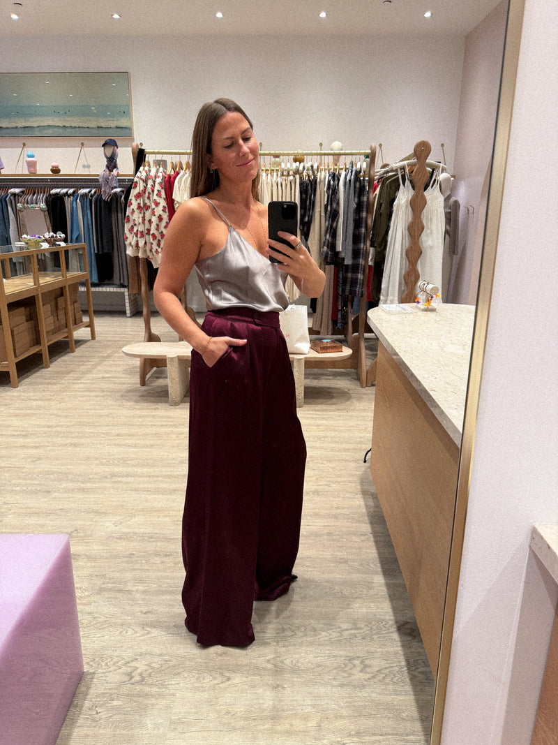 BROOKE HIGH RISE DOUBLE PLEAT SILK TROUSER