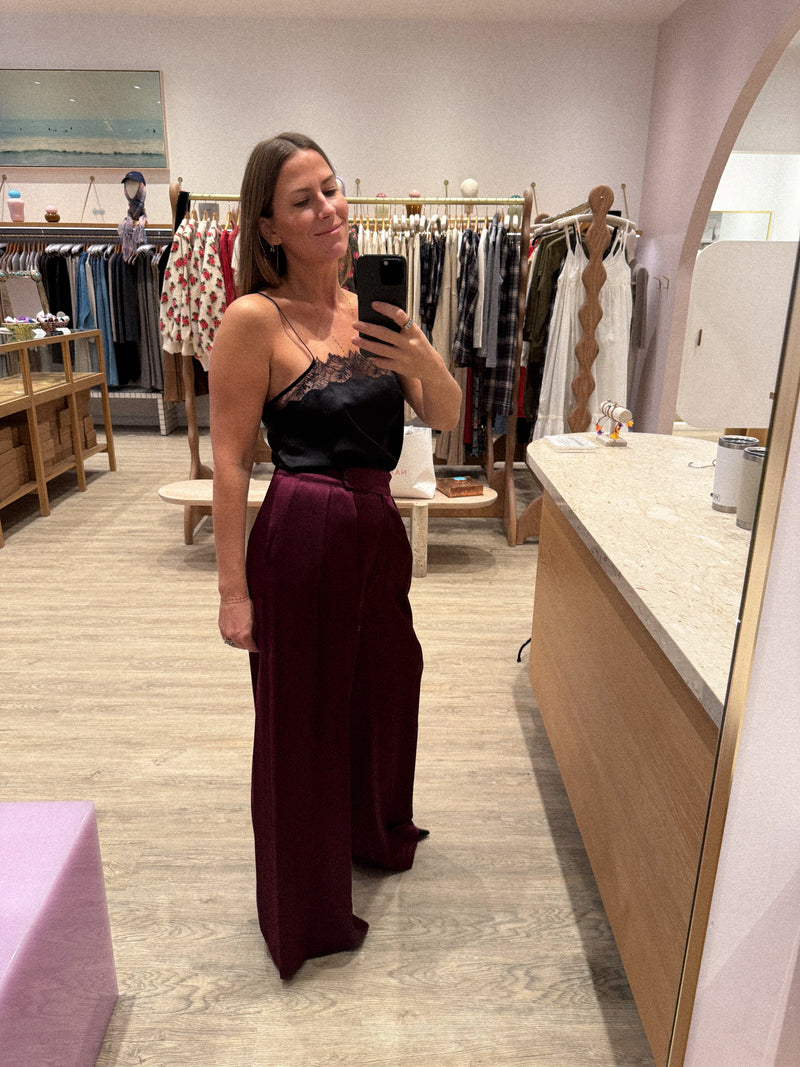 BROOKE HIGH RISE DOUBLE PLEAT SILK TROUSER